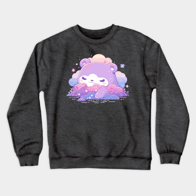 Cute Fluffy Purple Baby Kawaii Cloud Bear Crewneck Sweatshirt by Kawaii Kingdom